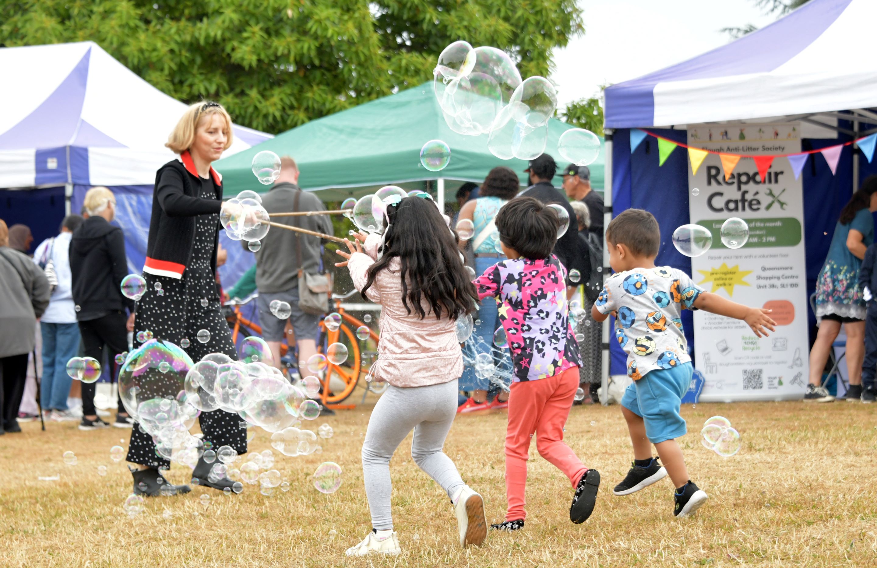 Bubble entertainer at water and nature festival