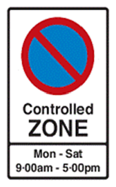 Example of a Controlled parking zone sign