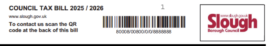 Example of a Council Tax bill section 1: header.