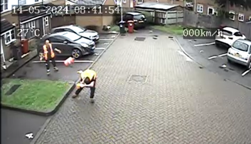 Image of a gas cannister flying out of the back of a bin lorry