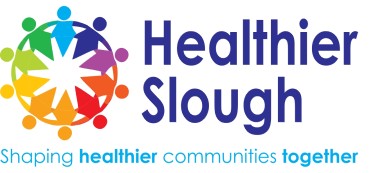 Healthier Slough Logo with strapline 'Shaping healthier communities together'.