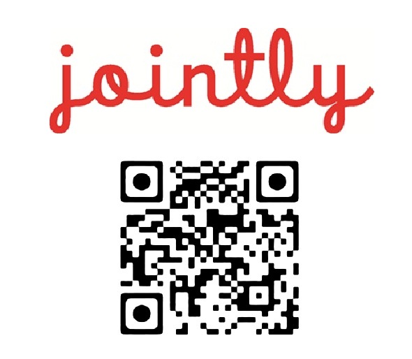 Image of the logo of Jointly and QR code directing users to www.jointlyapp.com