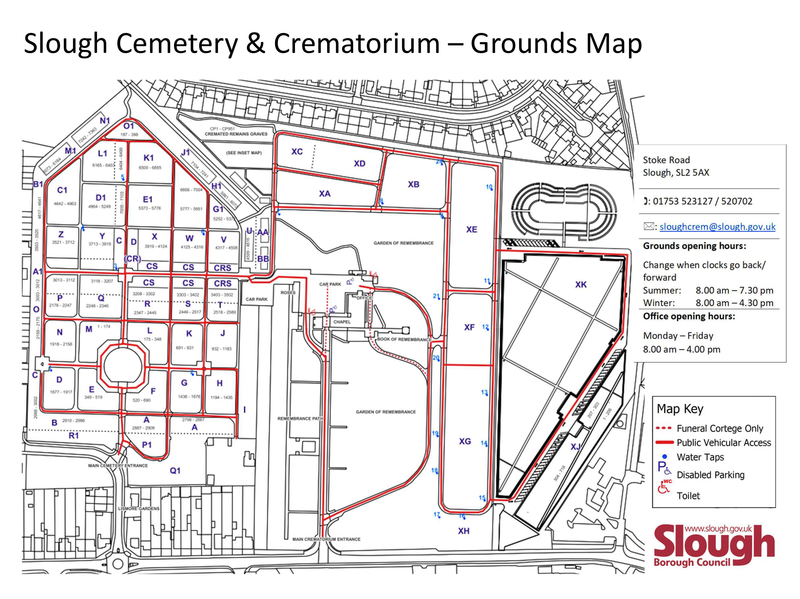 Map of Slough cemetery and crematorium