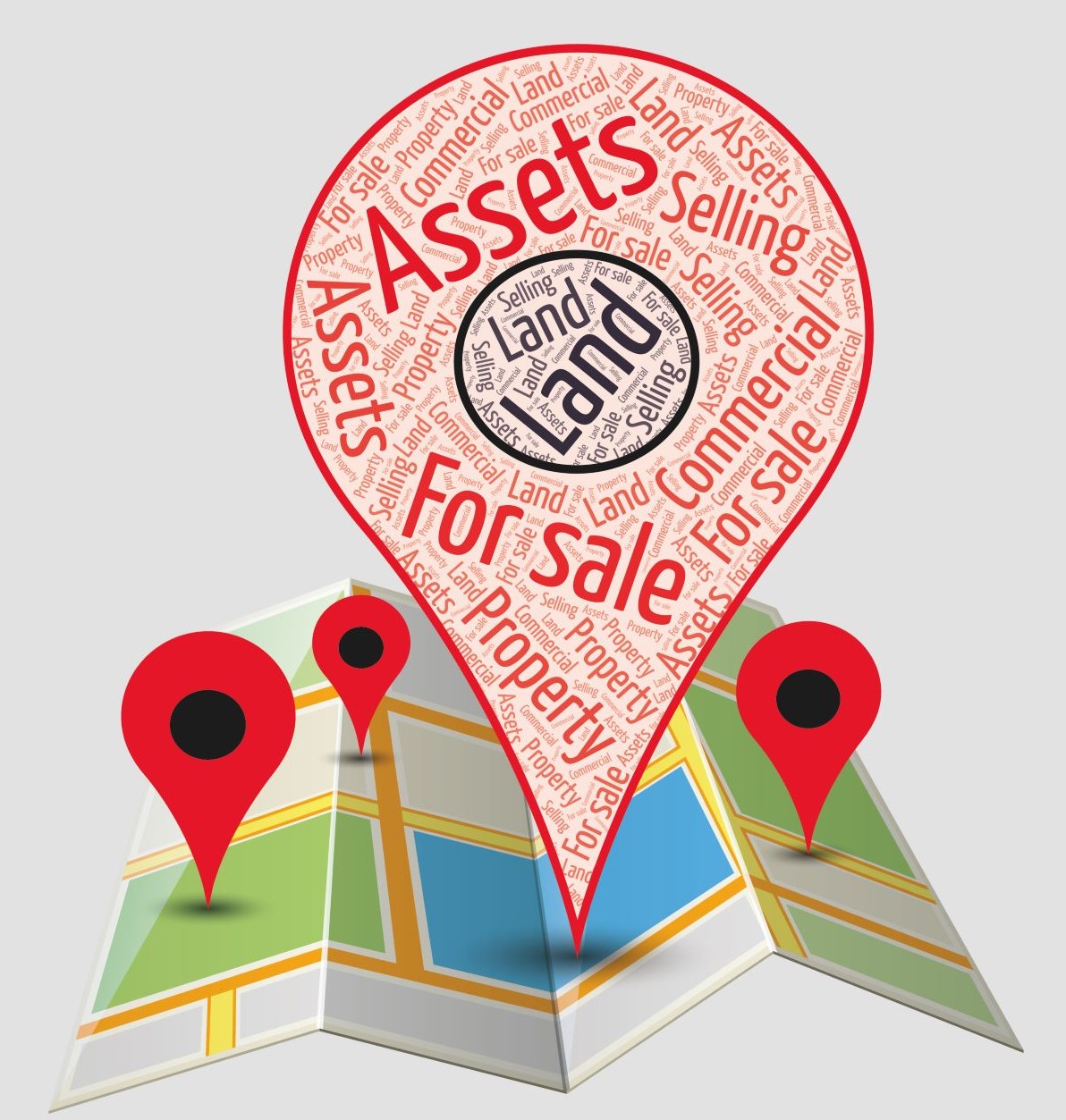 Map pin - part of the assets disposal campaign