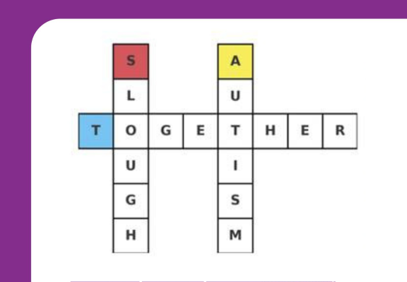 Slough Autism Together logo in a crossword shape