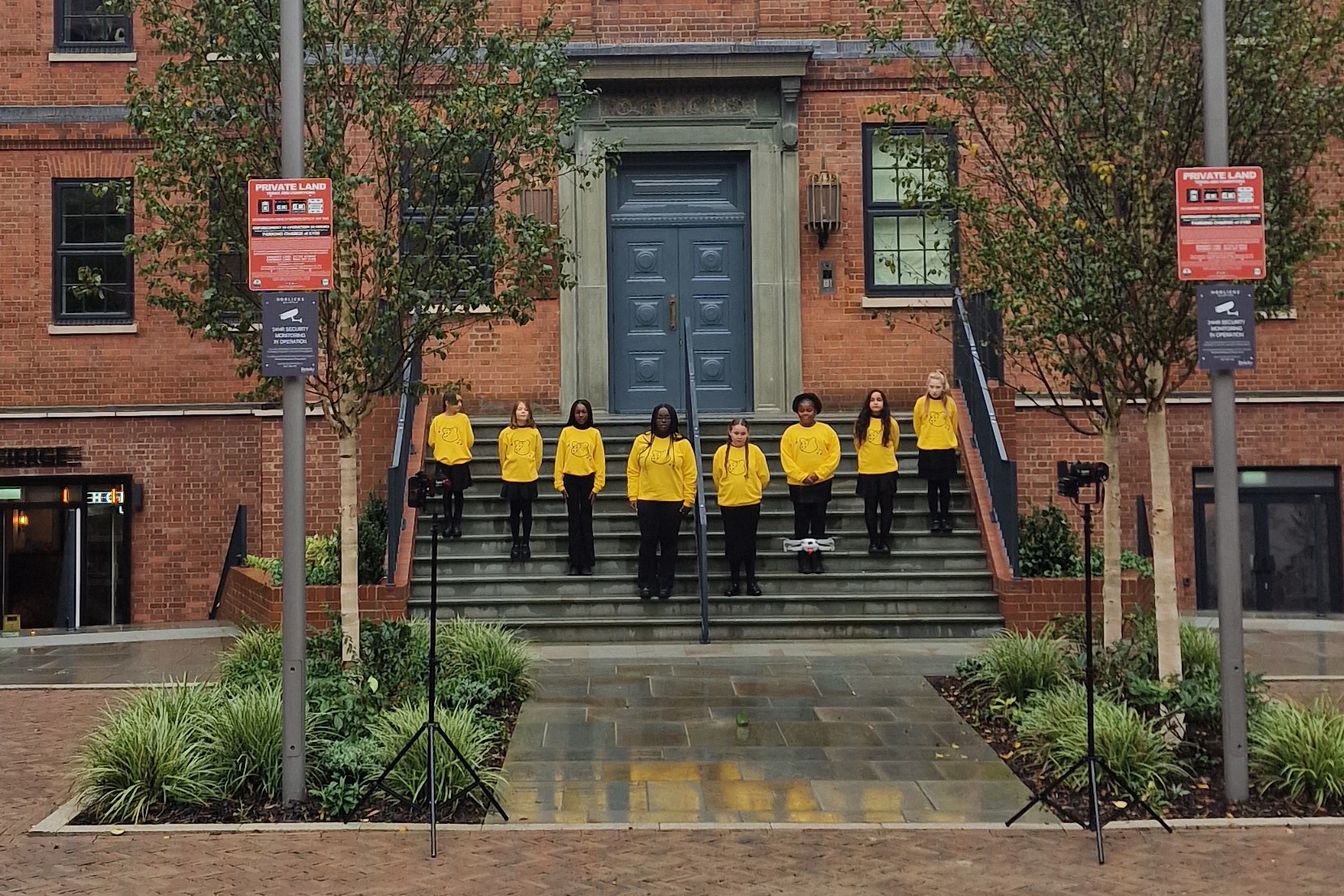 Slough community youth soul choir outside the Horlicks building