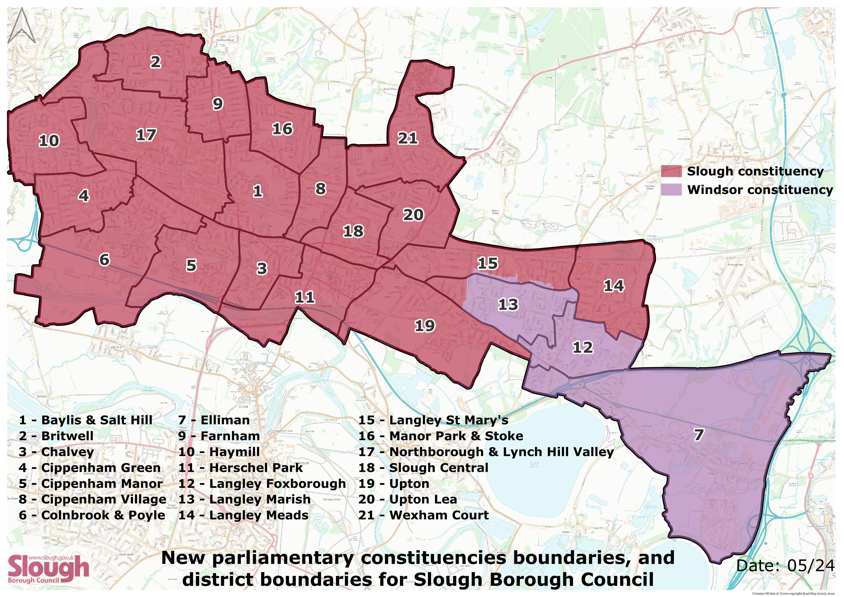 map of Slough showing parliamentary boundaries